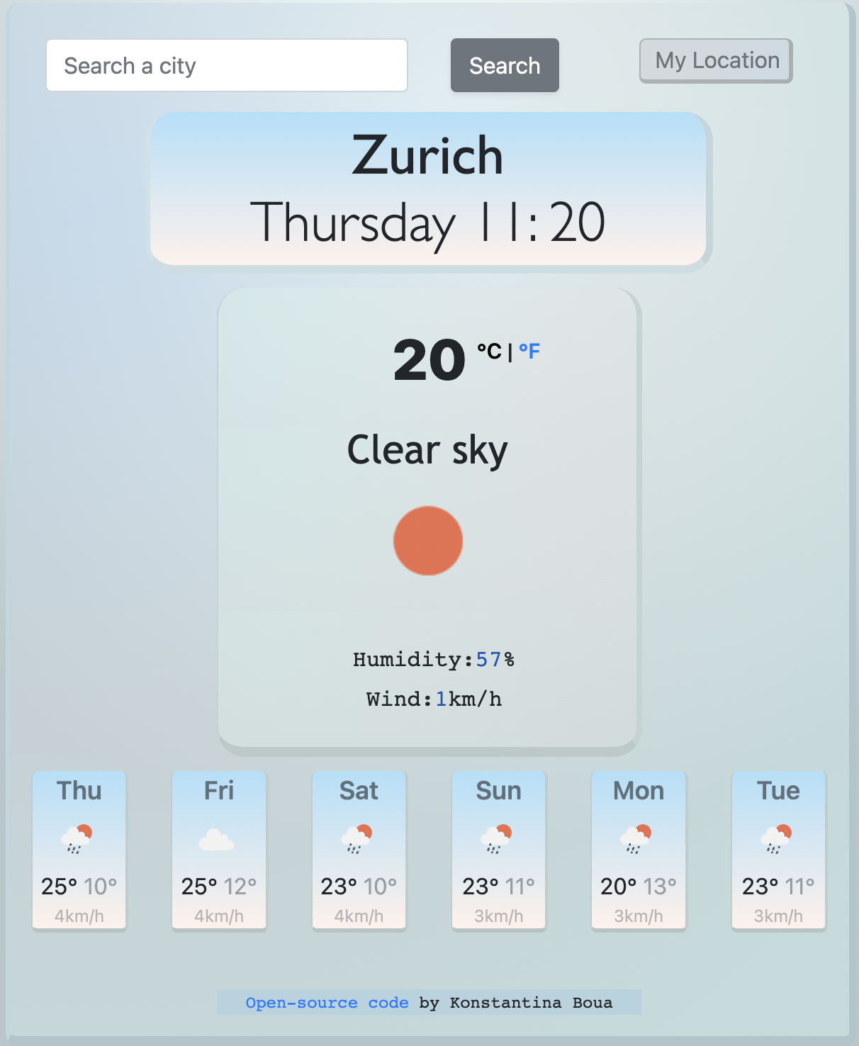 Screenshot of Weather App